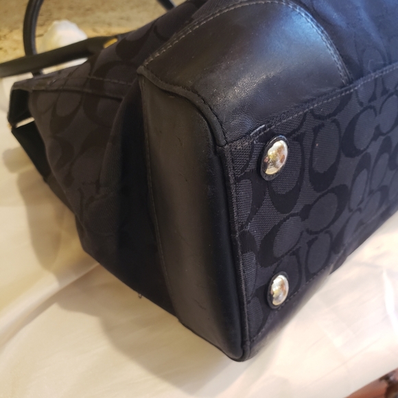 Coach Hampton Leather and Canvas Black Tote - Picture 4 of 8